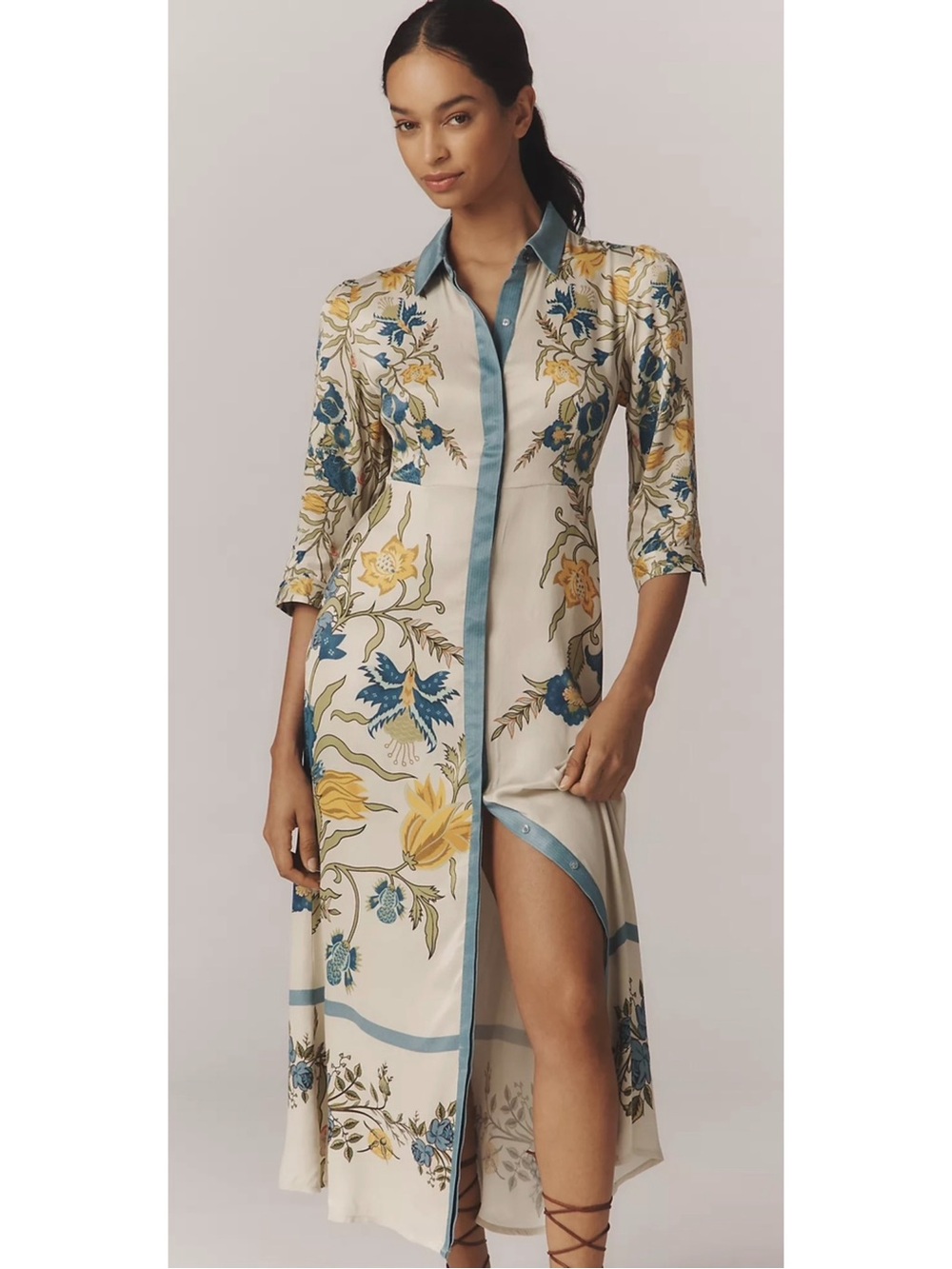 Bl-nk Anthropologie Floral Printed Buttondown Shirtdress - Size 1X